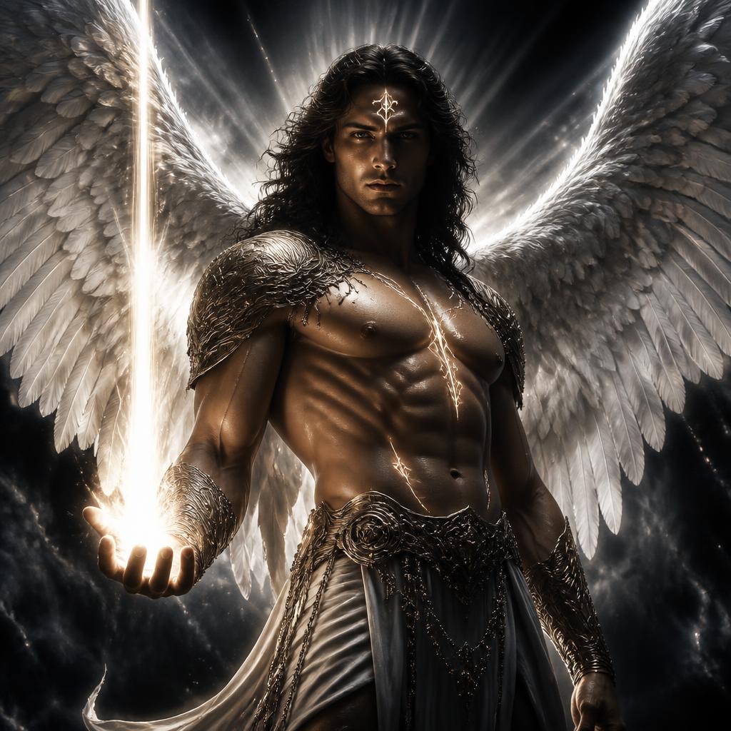 Archangel Michael, the most powerful of the ethereal Angels, wielding the Sword of Light