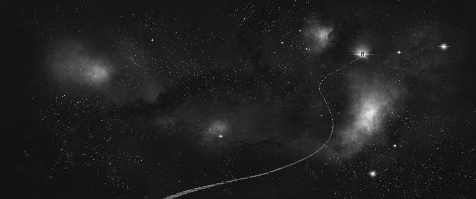 A field of stars and nebulae representing the Source