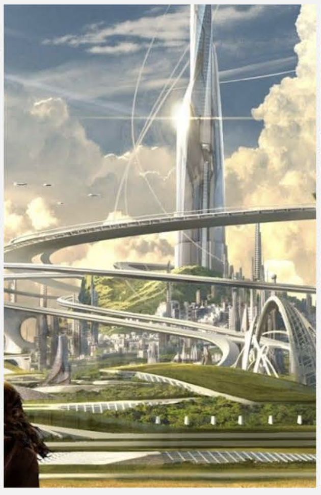 Solarpunk crystalized city on planet Arcturia