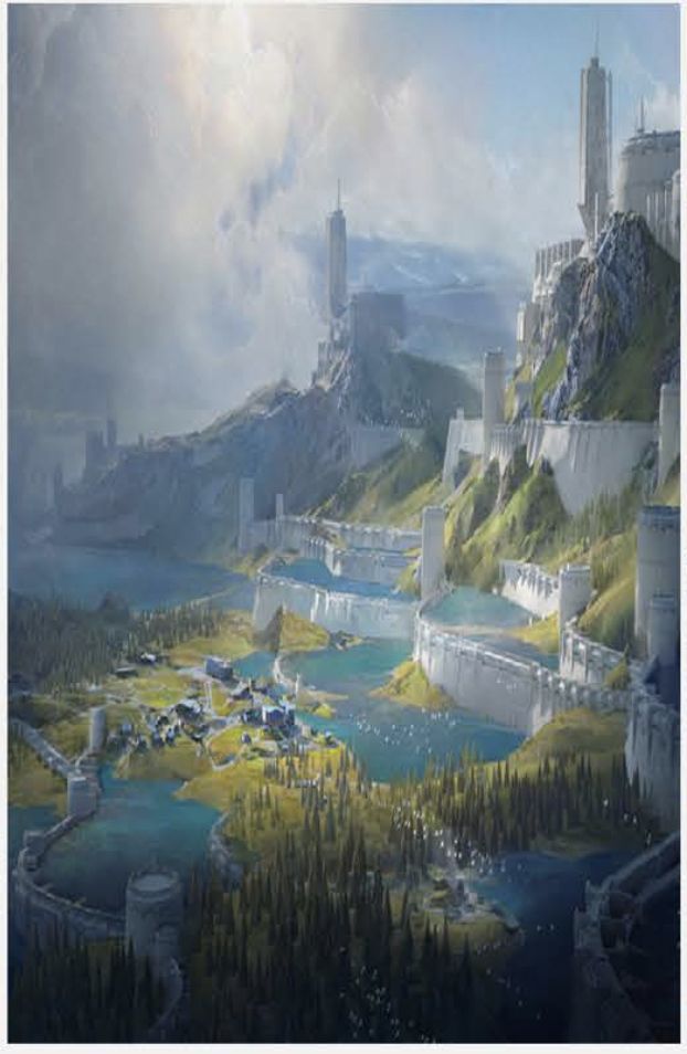 Concept art of the Royal Palace of Allium on the crystal mountain