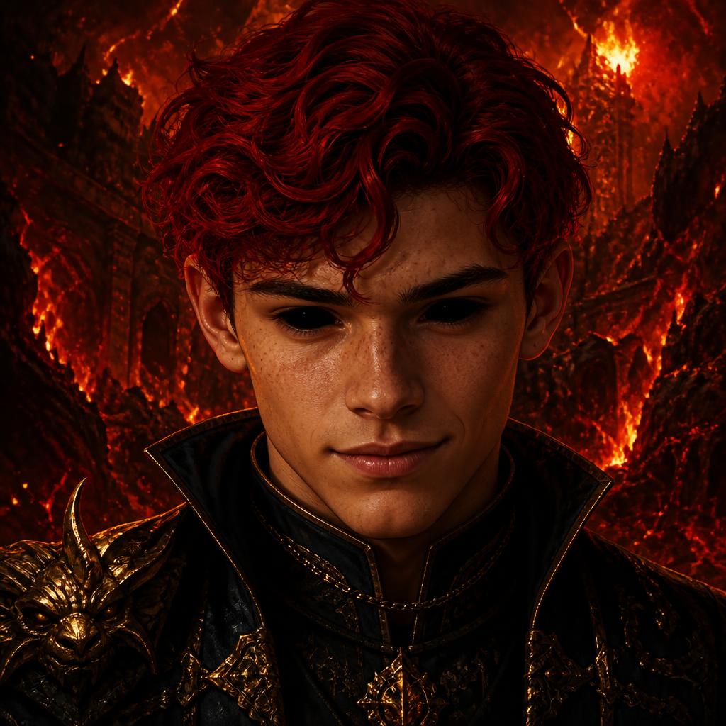 Max channeling Ignis, his dark inner self, with black eyes and crimson fire